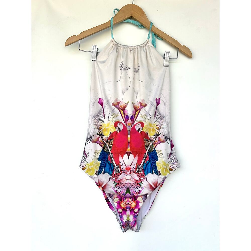 Roberto Cavalli Designer Swimsuit One Piece Halter Low Back Bathing Suit Large - Picture 2 of 9